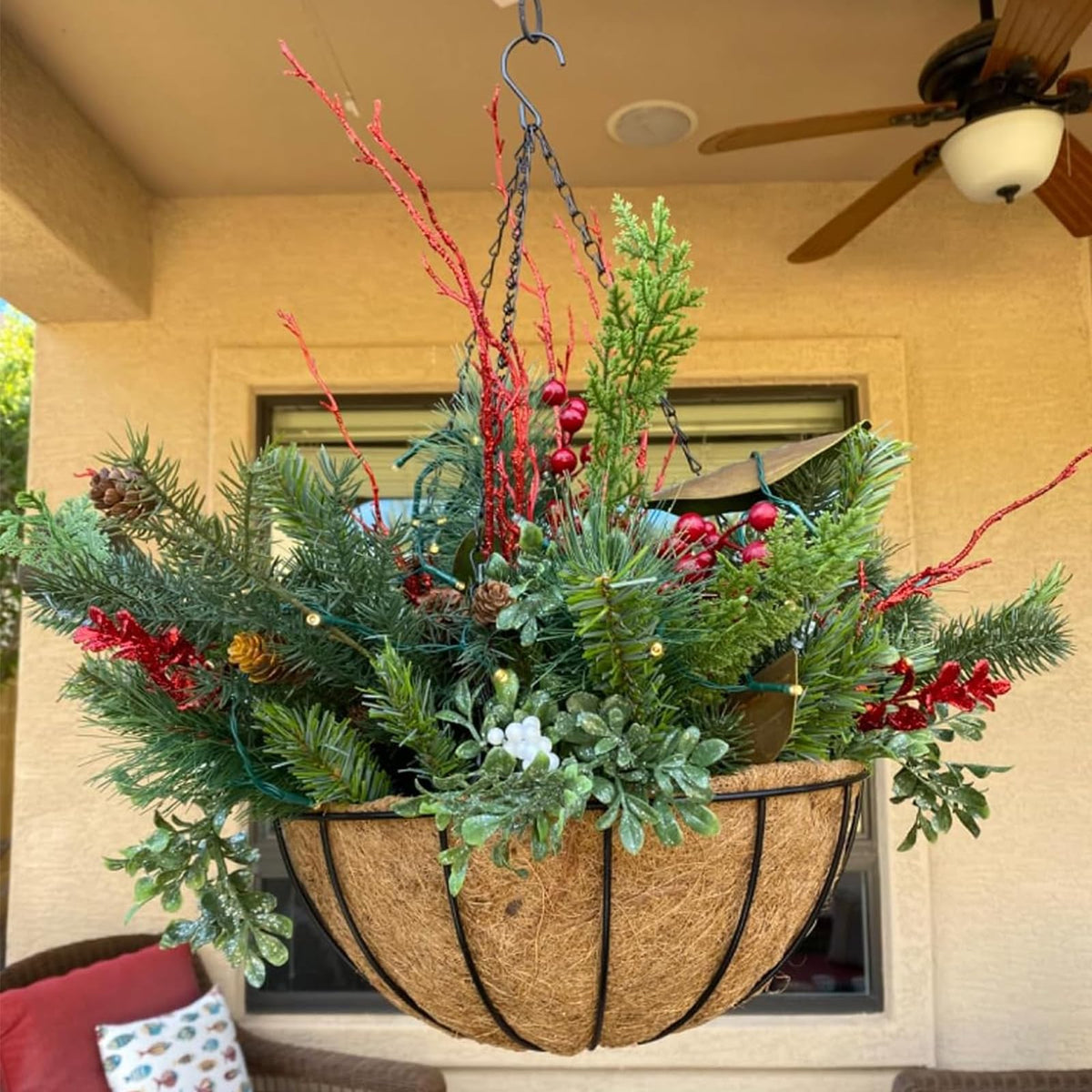 LCHUANG flower baskets showcase blooms beautifully for balconies patios or garden decor.
