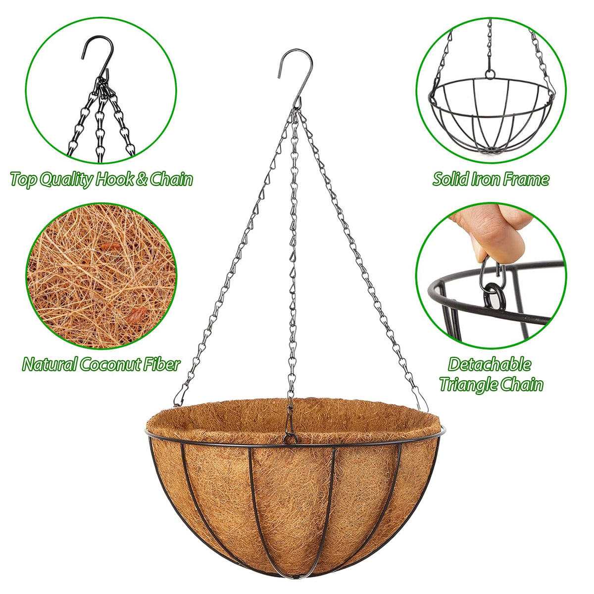 LCHUANG hanging baskets with chain and anti-rust coating for outdoor durability.