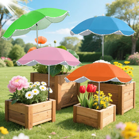 LCHUANG plant umbrella assembly shows quick shade setup for sun protection.