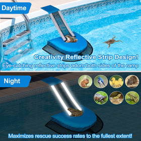 LCHUANG Pro Pool Animal Escape Ramp-02 with reflective strips aids night visibility for critters.