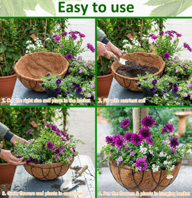 LCHUANG coco liner round 12in fits standard hanging baskets with easy setup.