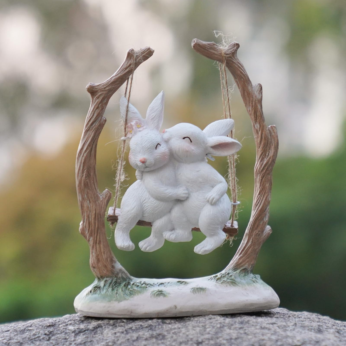 LC LCdecohome aged finish bunny statue stays vibrant season after season