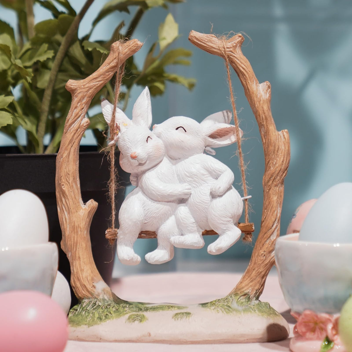 LC LCdecohome Easter bunny decor outdoor statue pair enhances garden charm