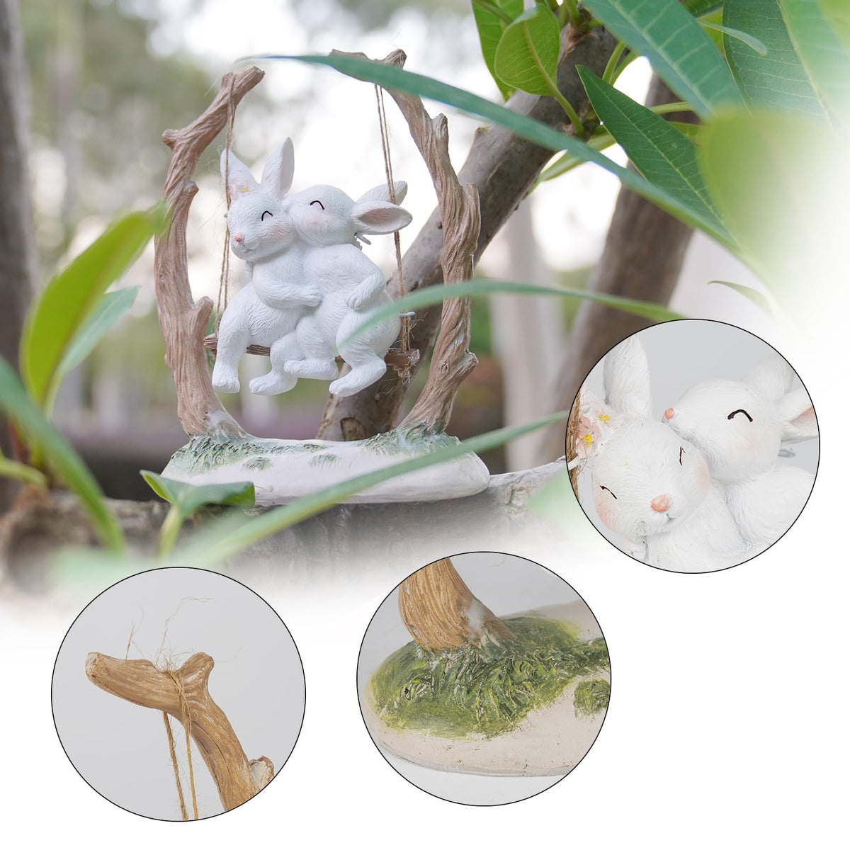 LC LCdecohome rabbit on swing adds whimsical focal point to yard
