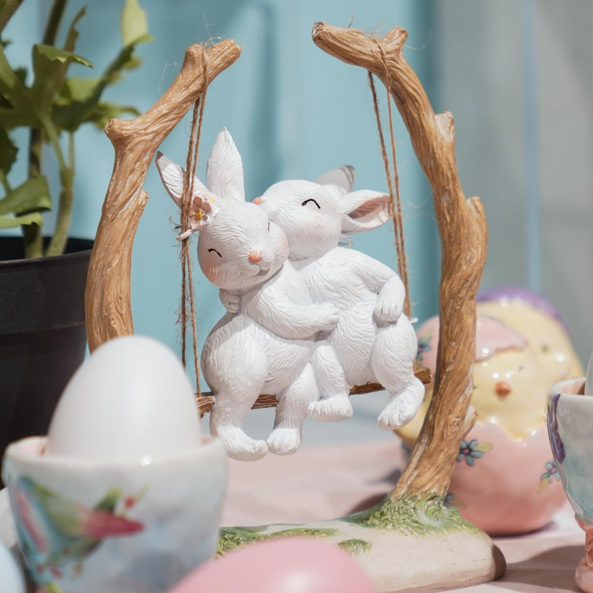 LC LCdecohome rabbit on tree decor brightens outdoor spaces