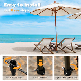 Lcokeiy wind-resistant anchor keeps shade steady at the beach.