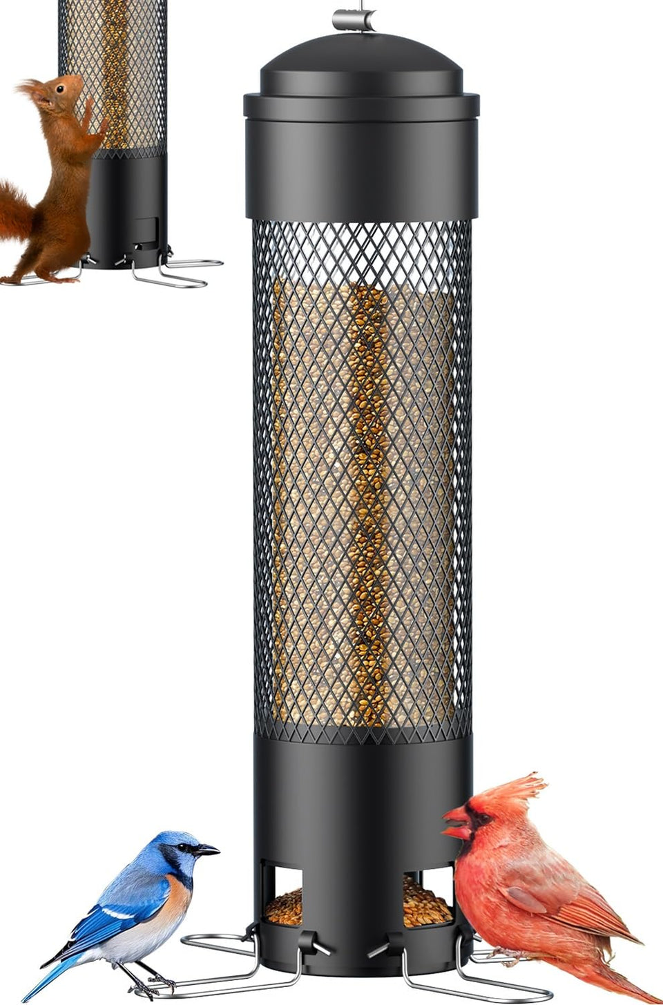 LCSEVEN bird feeder with squirrel-proof perches attracts birds while deterring squirrels