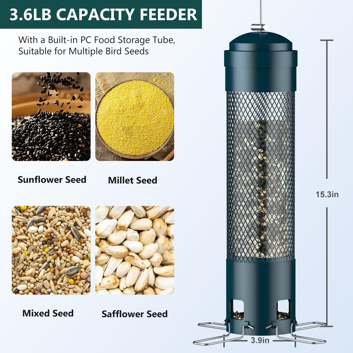 LCSEVEN clear seed tube lets you see seed levels at a glance.