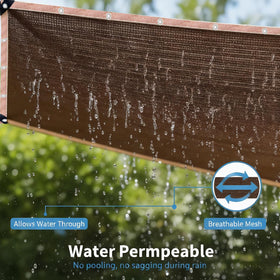 LCYFBE shade cloth 6x8ft mocha airflow promotes cooling in covered areas.
