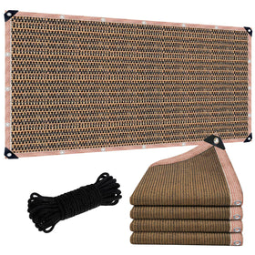 LCYFBE shade cloth 6x8ft mocha closeup shows durable HDPE weave and UV protection.