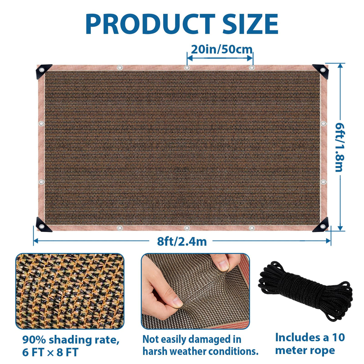 LCYFBE shade cloth 6x8ft mocha patio setup offers a cool, sheltered outdoor retreat.