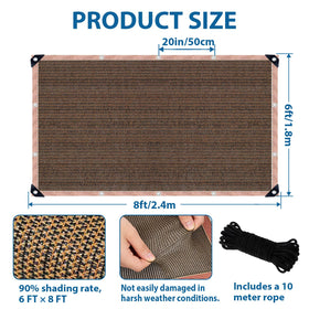 LCYFBE shade cloth 6x8ft mocha patio setup offers a cool, sheltered outdoor retreat.