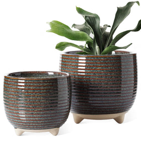 LE TAUCI ceramic plant pot 6.4 inch with drainage for healthy roots.