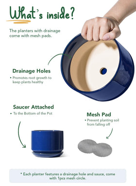 LE TAUCI plant pot showing drainage hole and moisture management feature