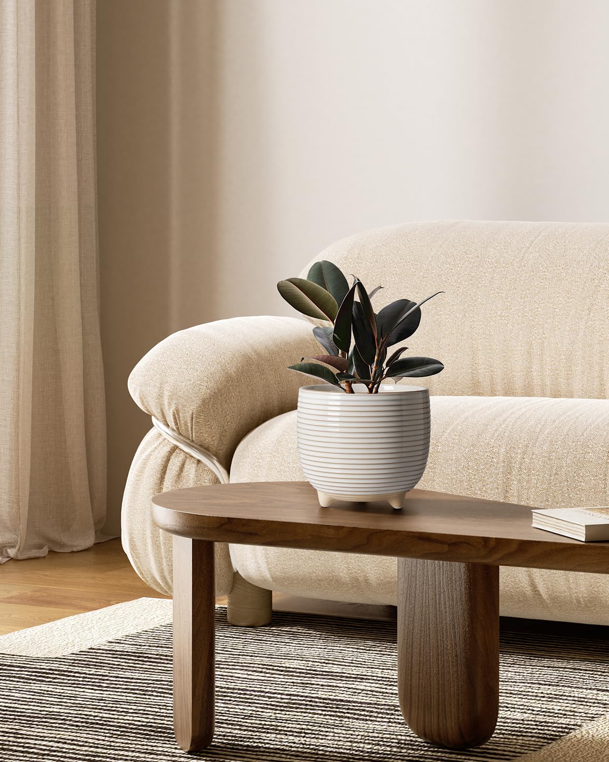 LE TAUCI 5.1-inch footed ceramic pot for compact succulents and herbs.