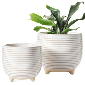LE TAUCI ceramic pot 6.4-inch footed for stable indoor plants.