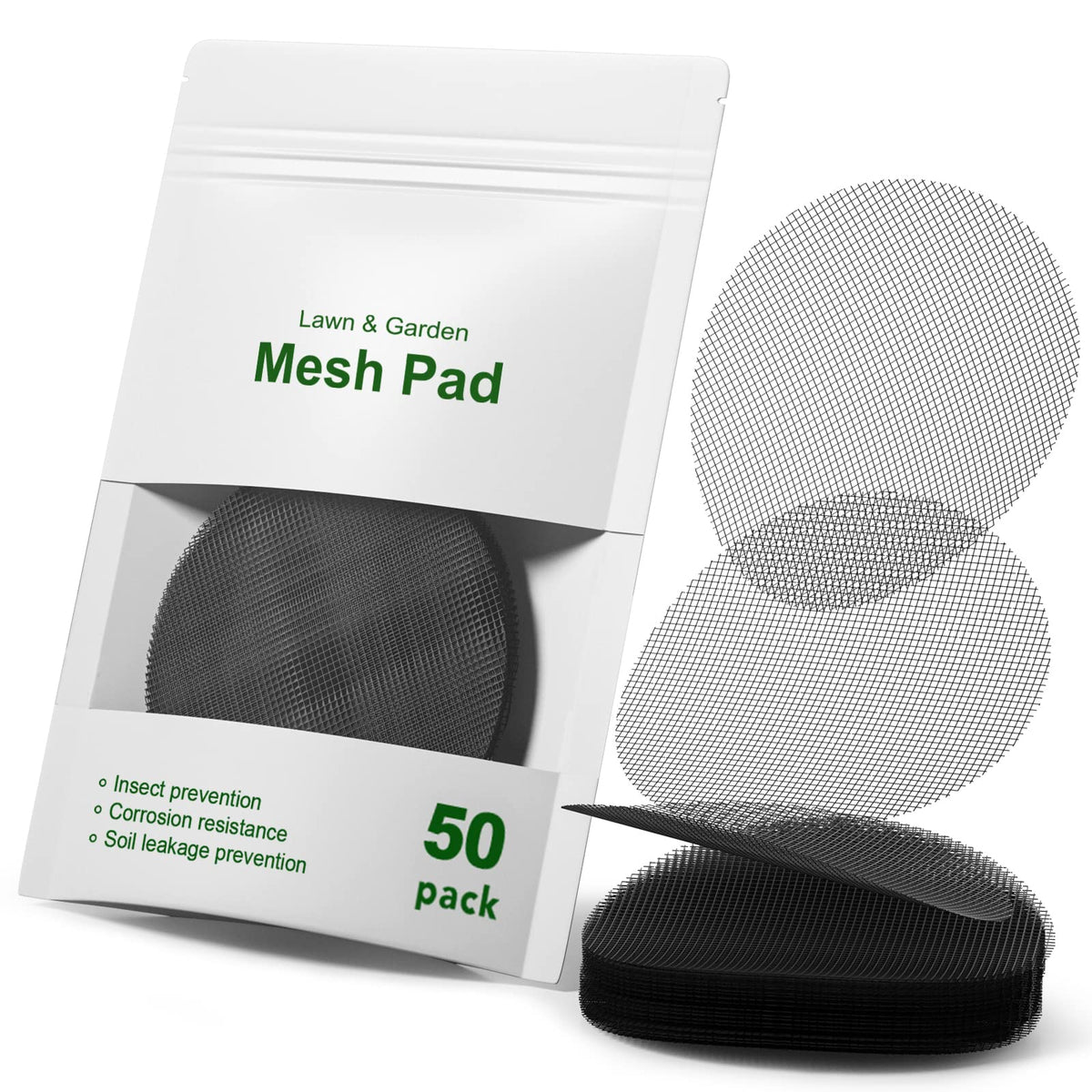 LE TAUCI 4-inch round mesh pad for plant pots improves drainage and soil retention.