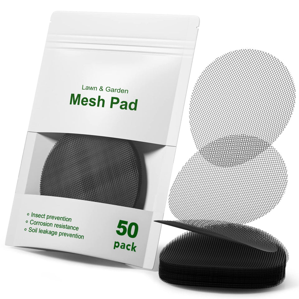 LE TAUCI 4-inch round mesh pad for plant pots improves drainage and soil retention.