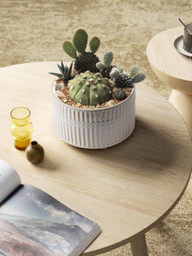 LE TAUCI planter showing drainage hole for quick water release