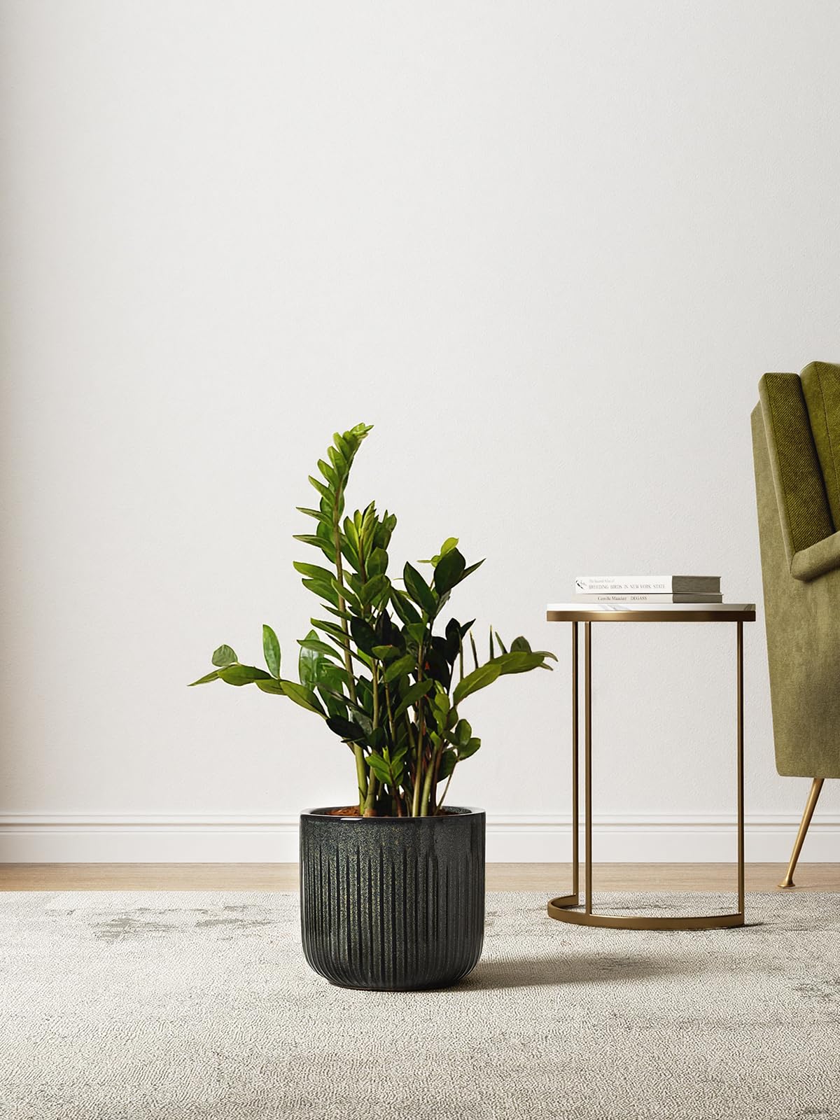LE TAUCI three-size ceramic pots set showcases cohesive greenery arrangement.