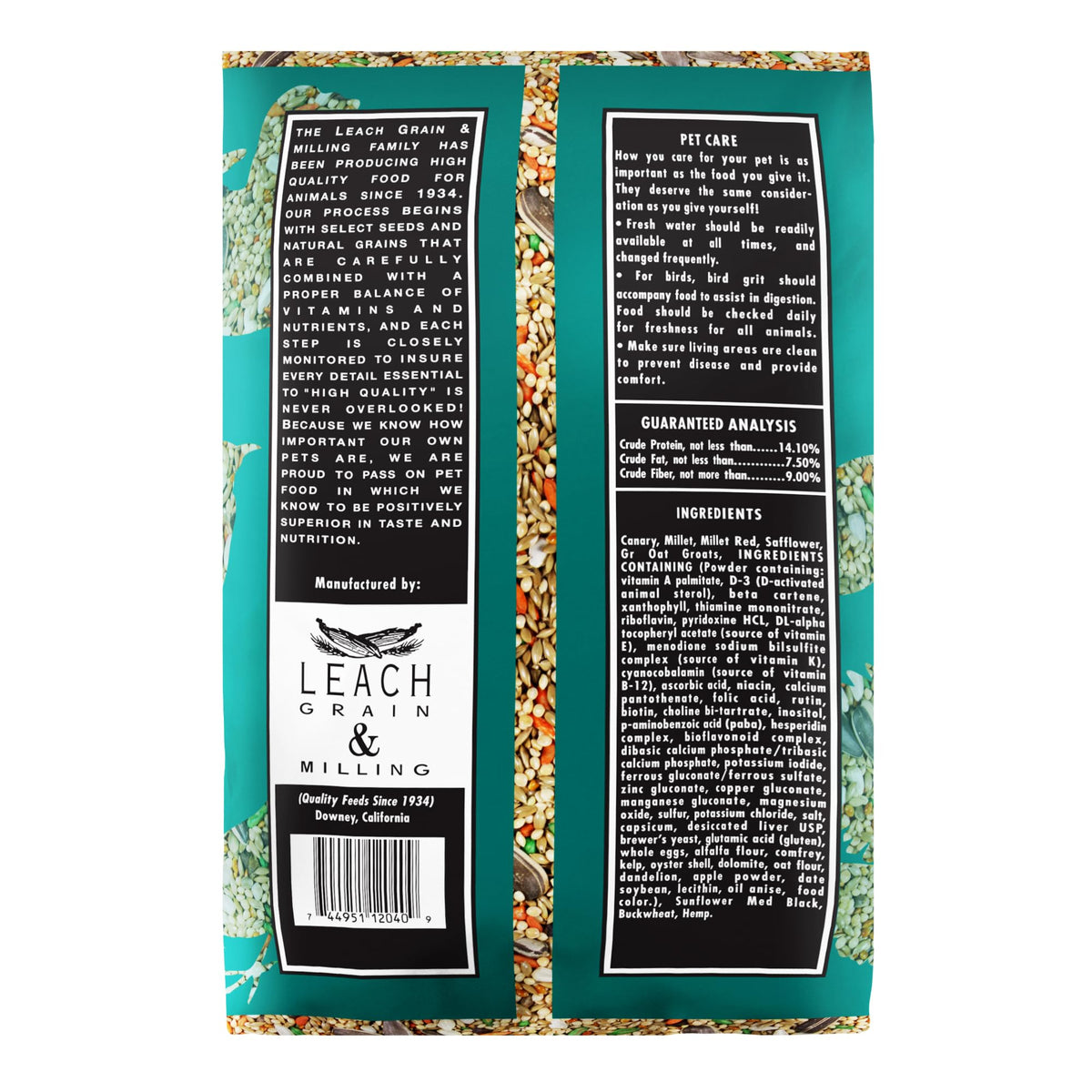 Cockatiel Plus seed mix closeup highlighting millet safflower and hemp quality