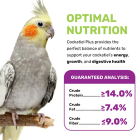 Serving bowl of Cockatiel Plus for easy daily portions and balance