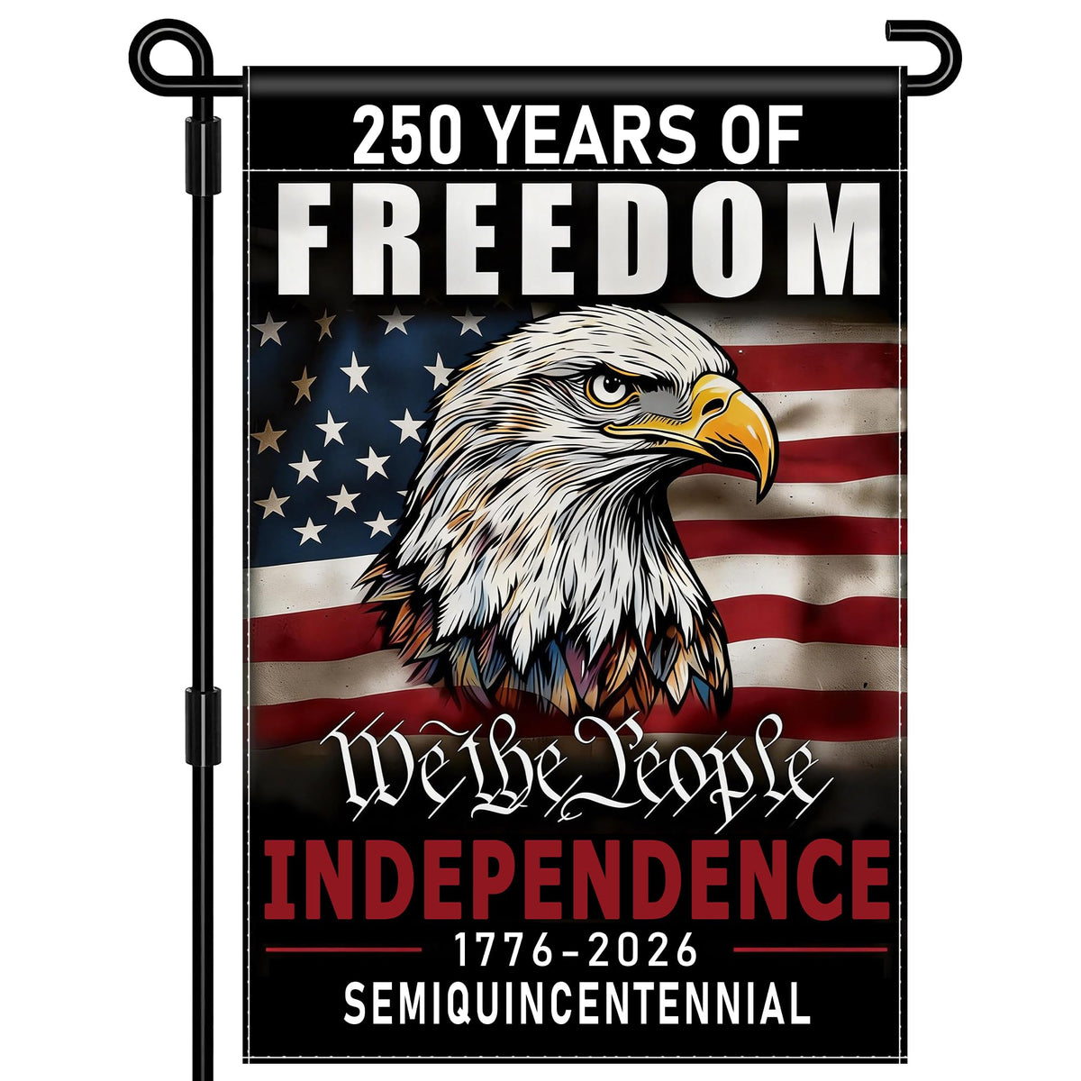Leadinor 250th anniversary flag with eagle front, ideal for outdoor display.