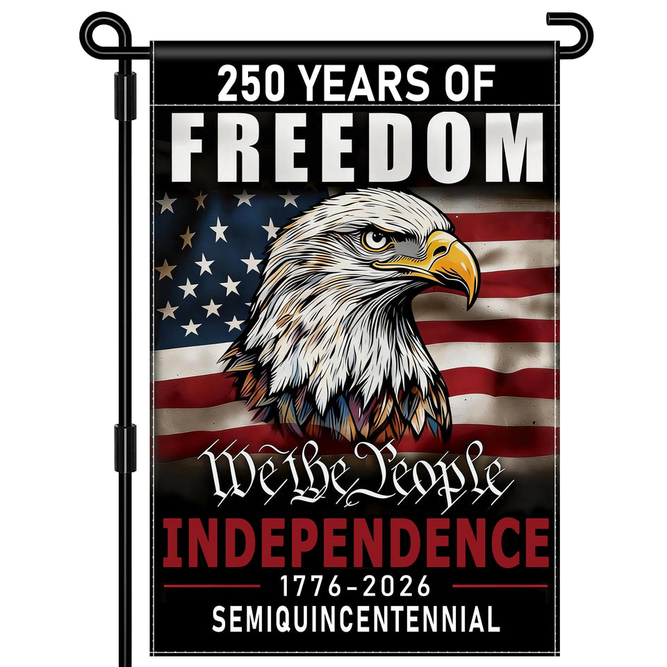 Leadinor 250th anniversary flag with eagle front, ideal for outdoor display.