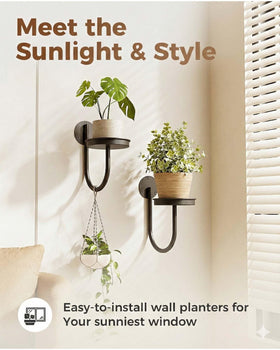 Leaf&lull indoor hanging planters gold 2-pack ideal for sunlit windows.