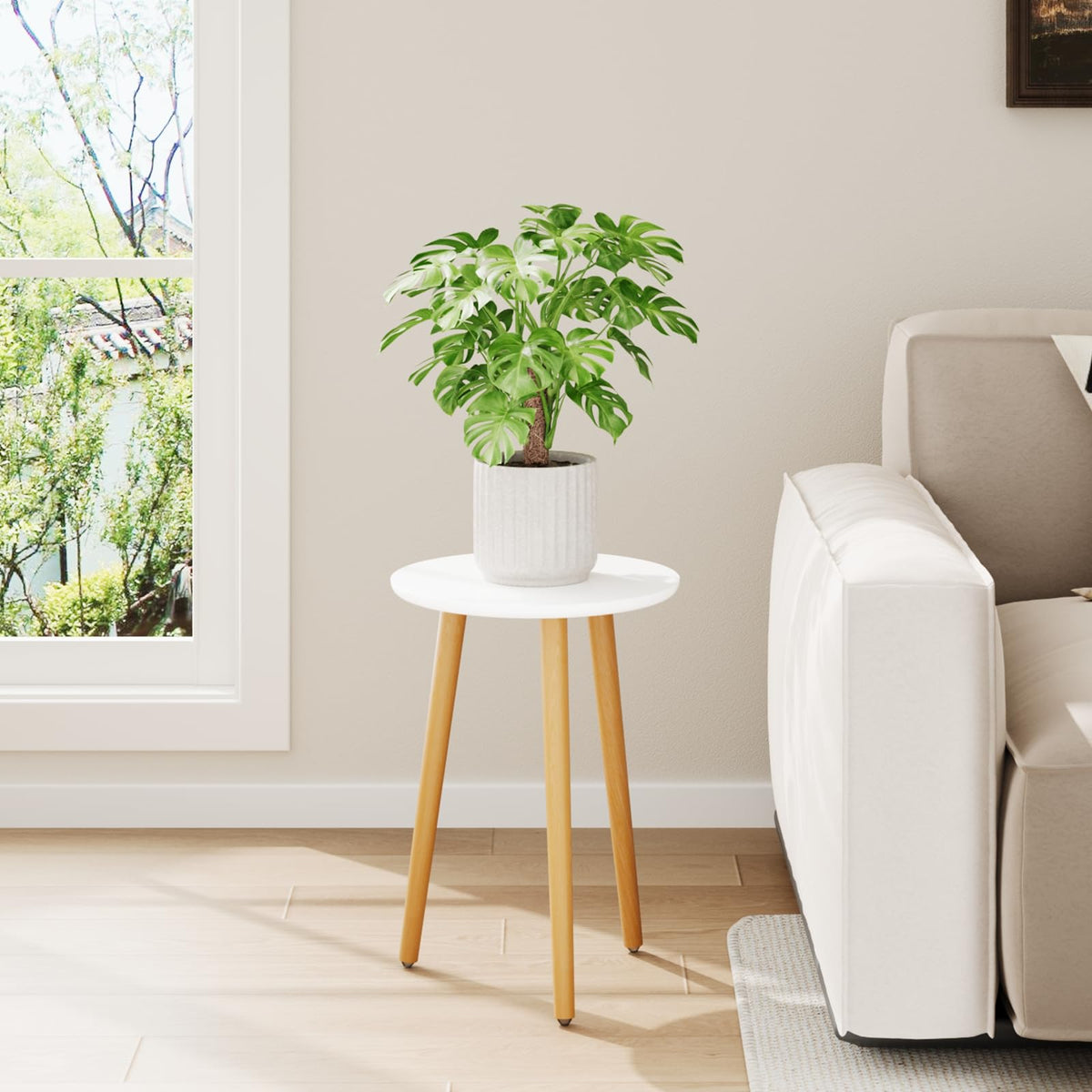 Leaf&lull tall plant stand white top fits most pots for versatile indoor display