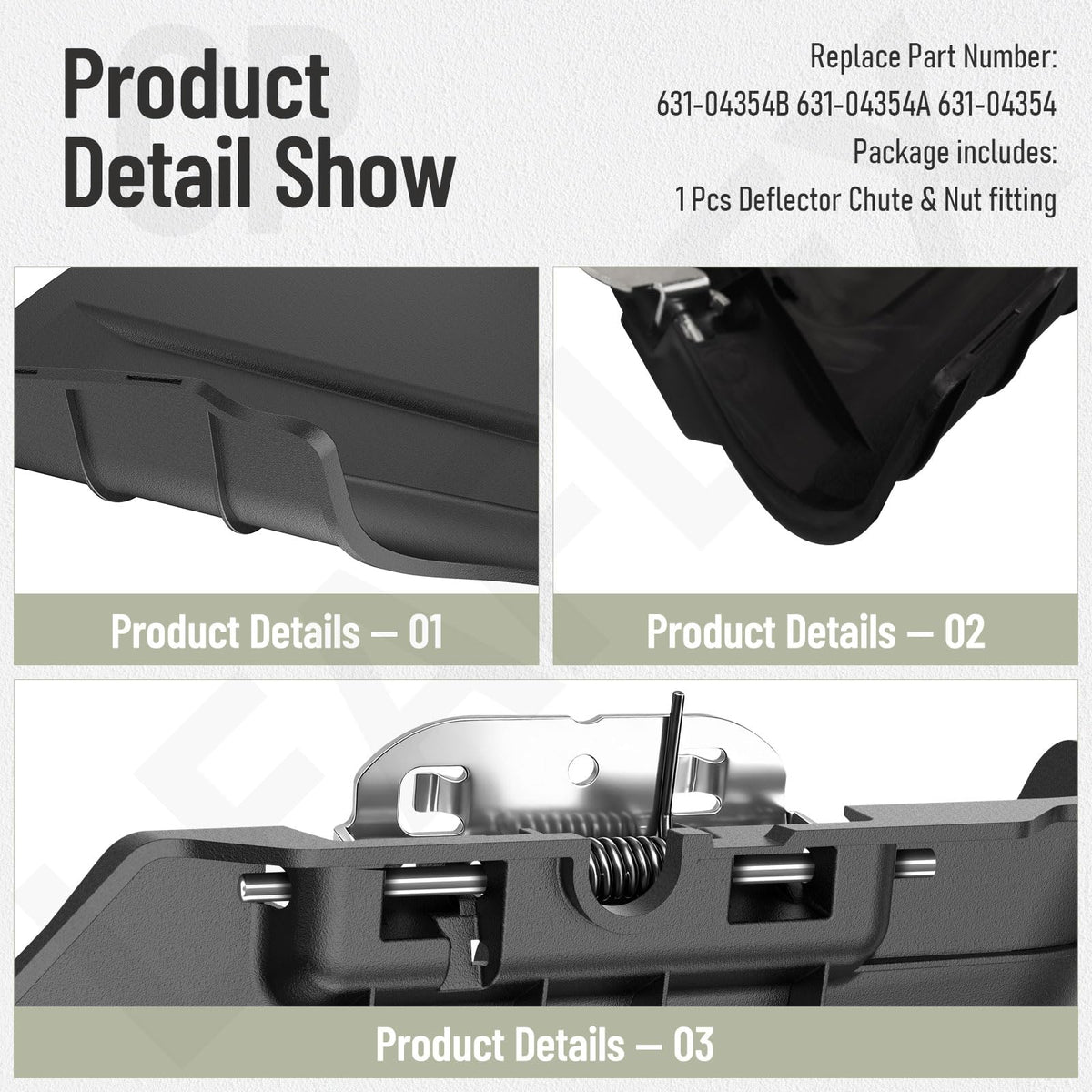 Leaflex 631-04354C chute detail focuses on durable joints and hardware.