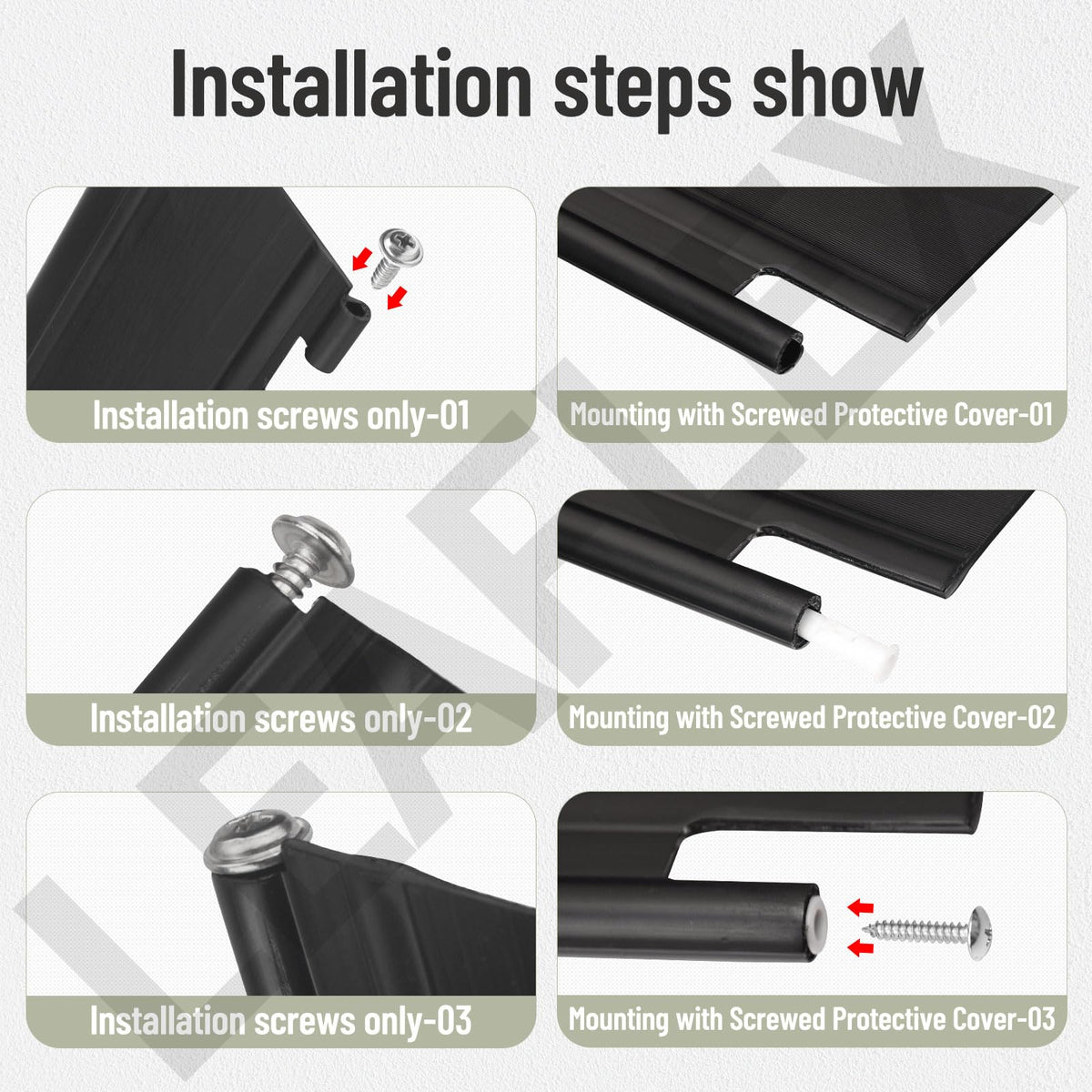 Leaflex trailing shield dimensions show upper and lower fit for Toro models.