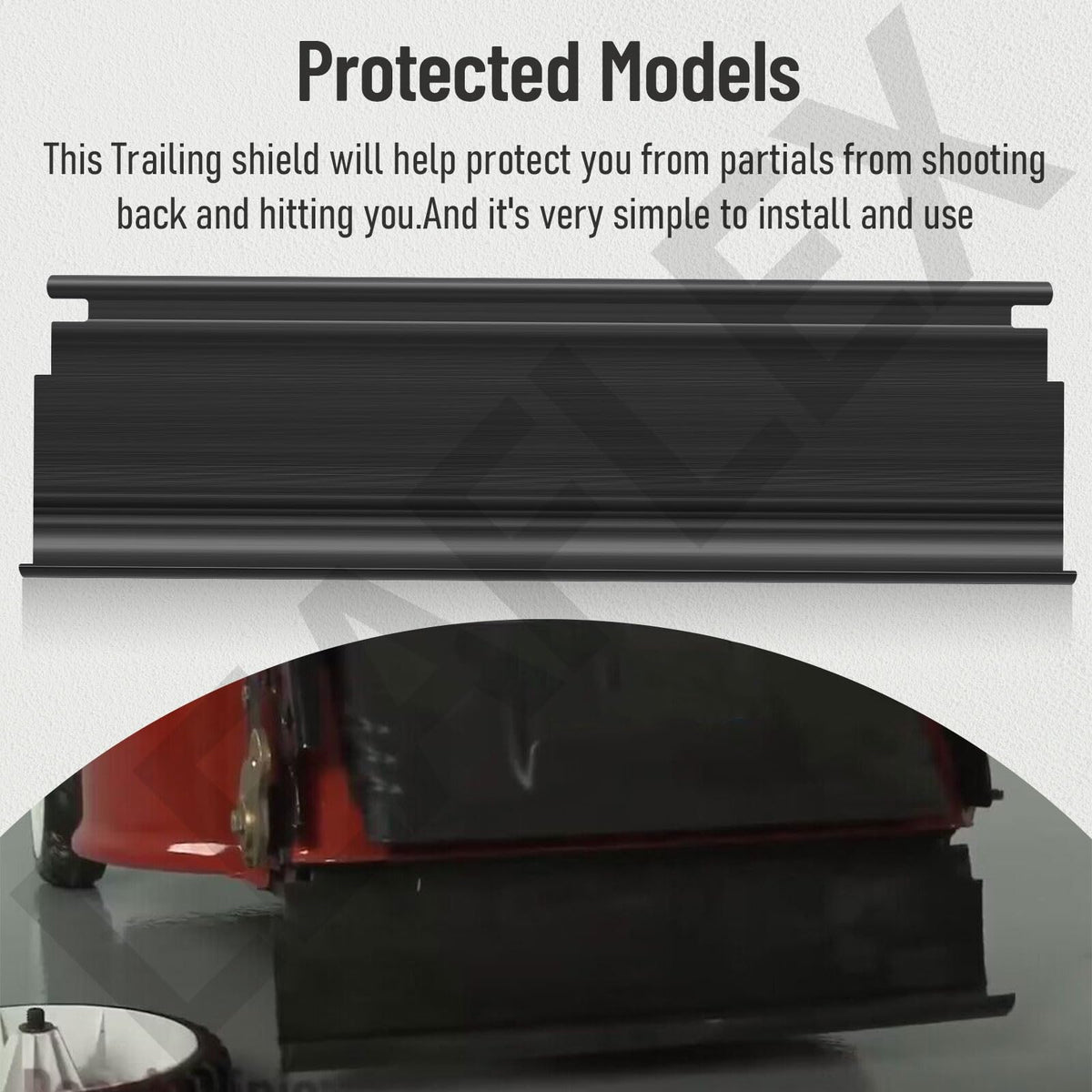 Leaflex Trailing Shield includes mounting anchors and screws for installation.
