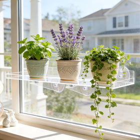 Leafory window shelf with upgraded brackets adds stability for heavier herbs.