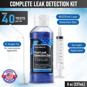 Leak Oracle Vibrant Blue Dye flows underwater toward leaks for precise tracing.
