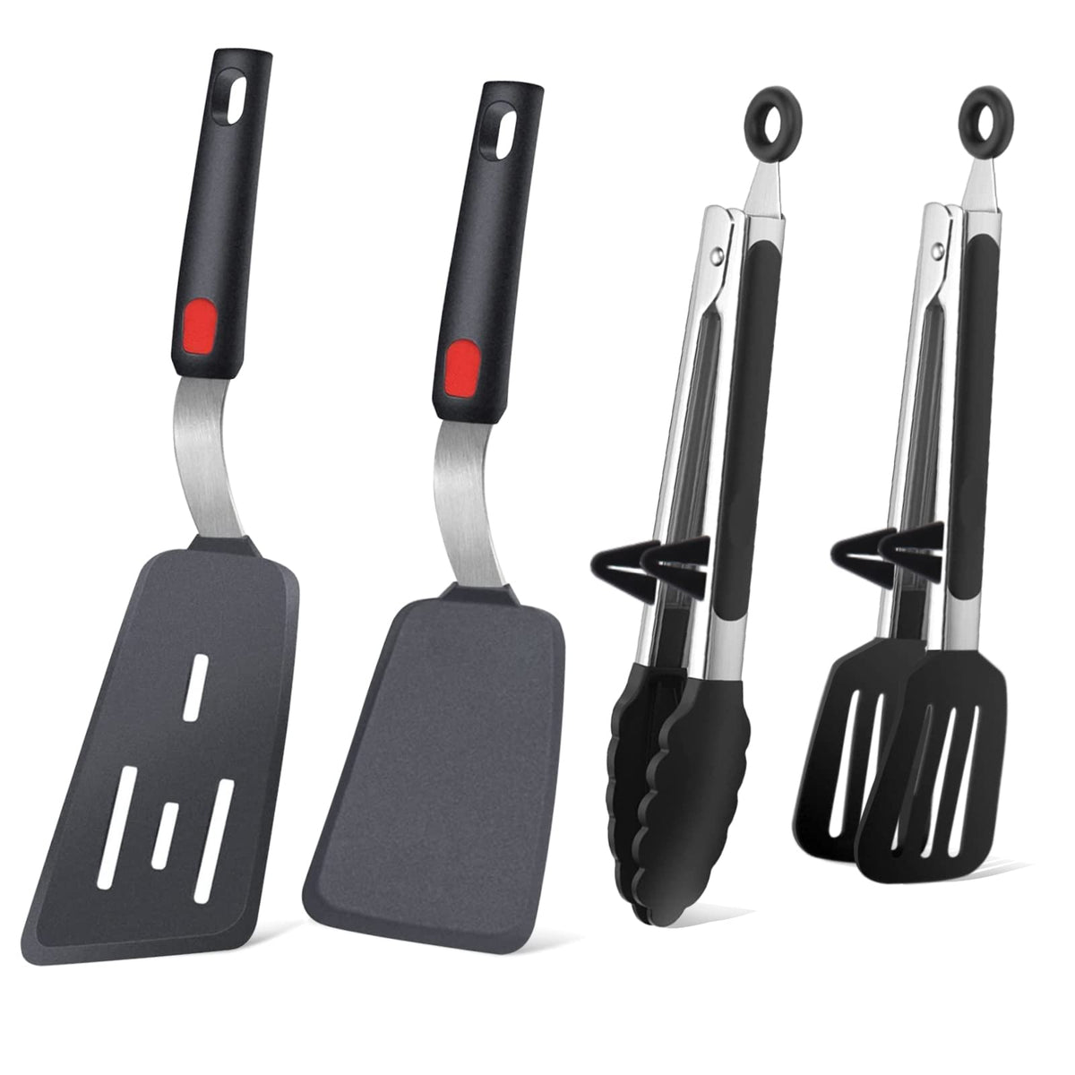 Leakind 4pc spatula and tongs set for versatile flipping and serving.