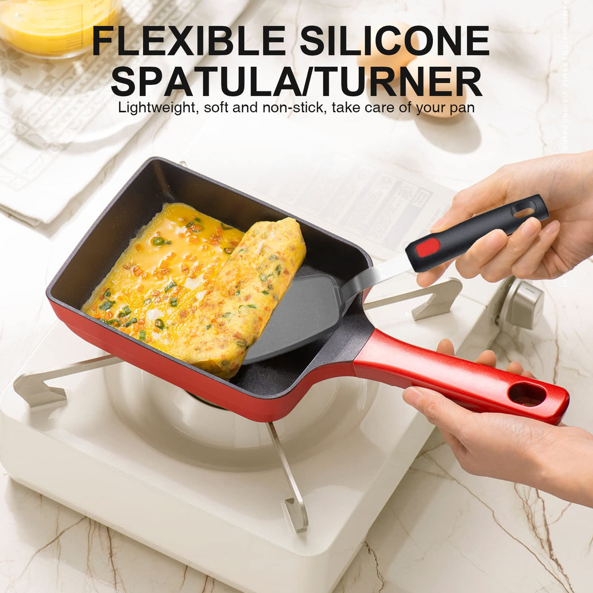 Leakind classic spatula with silicone head, heat resistant up to 600F.