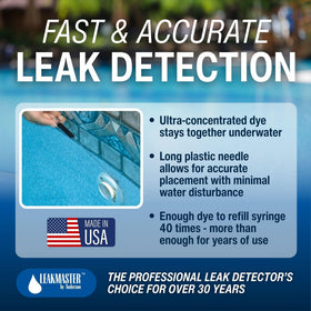 Leakmaster reusable syringe enables targeted dye application for precise leak tracing