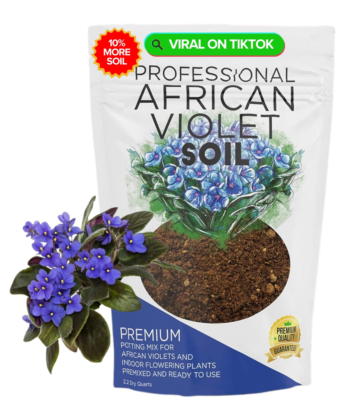Leaves and Soul African Violet soil 2.2qt bag for healthy indoor violets