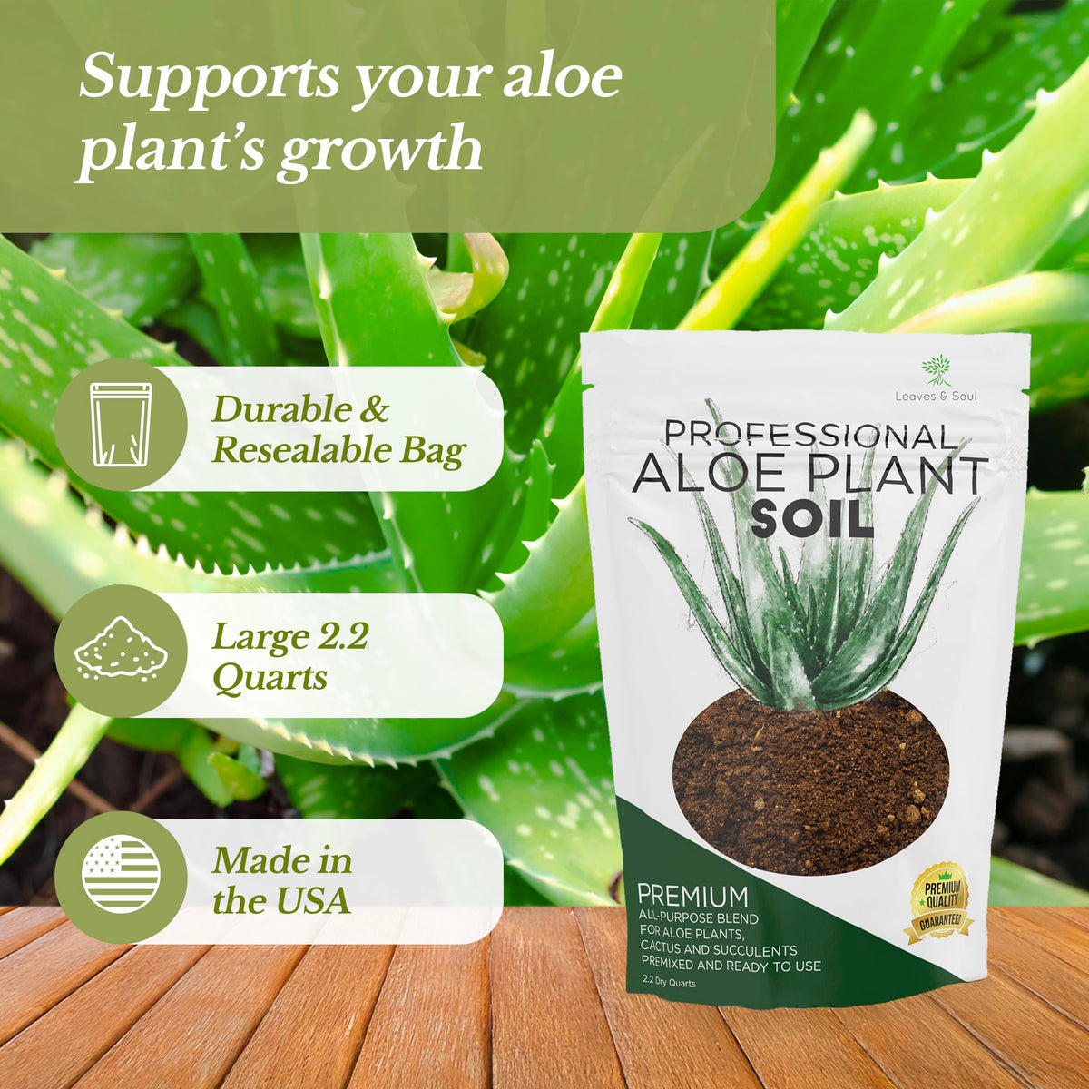 Leaves and Soul Aloe Soil Mix texture closeup – light, fluffy blend for better aeration.