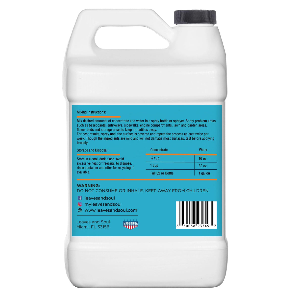 Leaves and Soul armadillo spray lawn application provides quick outdoor deterrence.