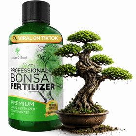 Leaves and Soul bonsai fertilizer bottle pour supports quick nutrient delivery for vibrant bonsai.