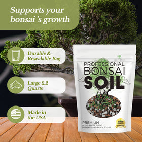 Leaves and Soul bonsai soil mix with lava rock texture enhances drainage.