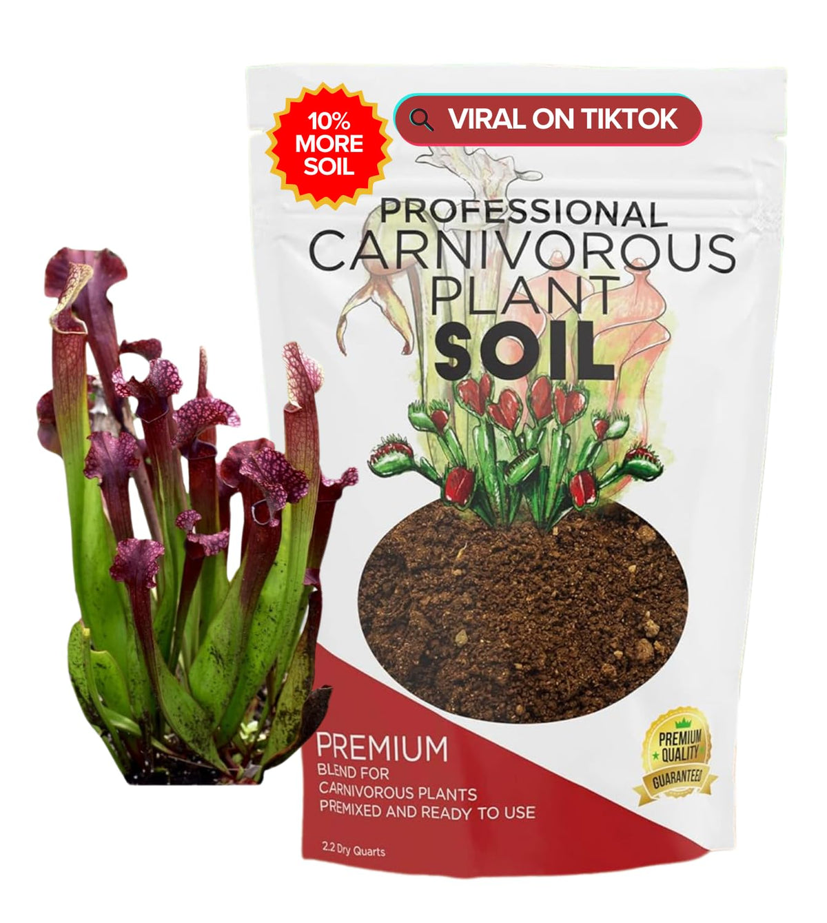 Leaves and Soul carnivorous soil mix bag shows ready-to-use formula for healthy root growth.