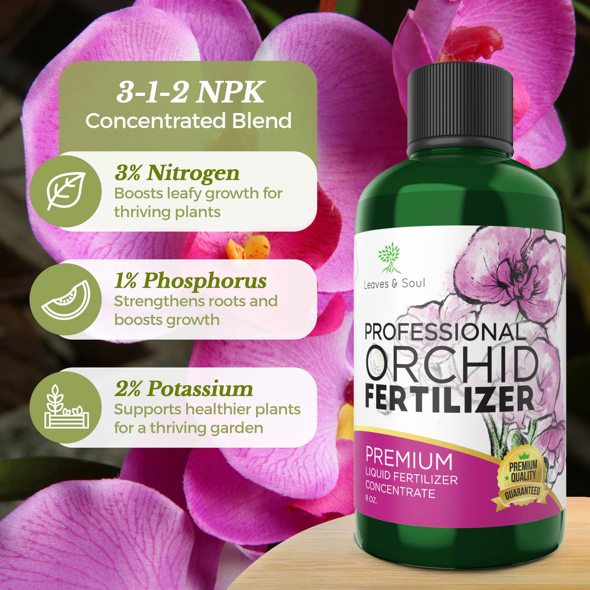 Leaves and Soul dilution mix for orchids facilitates easy feeding and even coverage.
