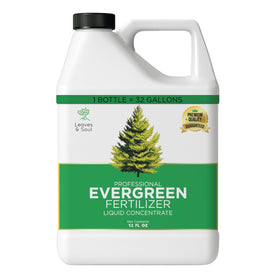 Leaves and Soul Evergreen Fertilizer bottle boosting growth and vibrant foliage