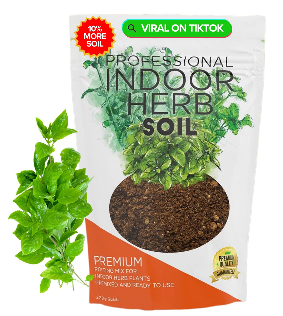 Leaves and Soul indoor herb soil mix bag front, ready-to-use for herbs.