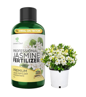 Leaves and Soul Jasmine fertilizer 8oz bottle pour boosts uptake and growth.