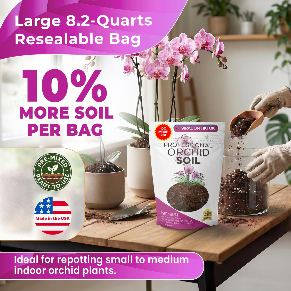 Leaves and Soul made-in-usa label on bag indicating quality