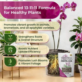 Leaves and Soul orchid fertilizer pellets close-up highlight easy-to-dispense granules for beginners